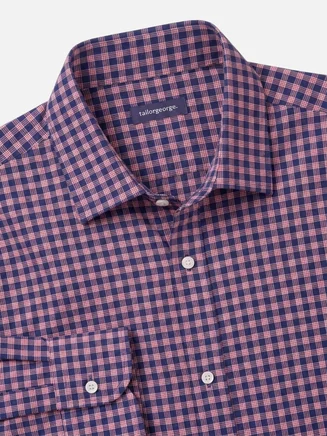 Camicia in twill a quadri viola