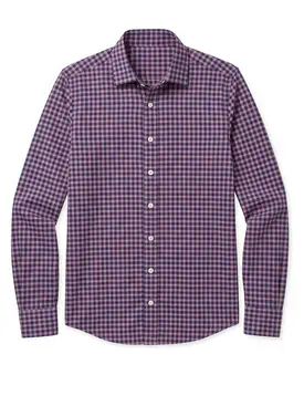 Camicia in twill a quadri viola