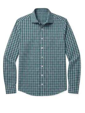 Camicia in twill a quadri verdi