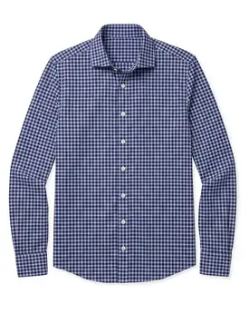 Camicia in twill a quadri blu