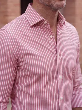 Camicia in popeline a righe rosse