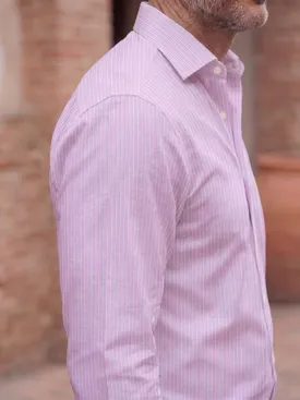 Camicia fil-à-fil a righe rosa