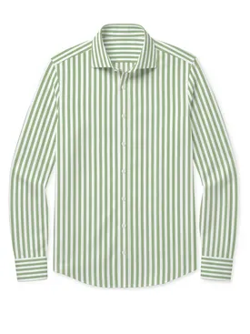 Camicia in popeline a righe verdi