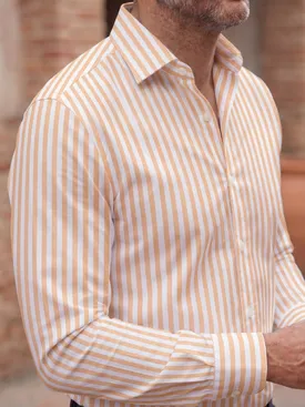 Camicia in popeline a righe arancioni