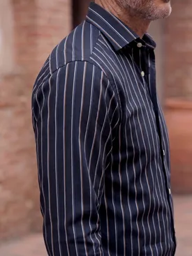 Camicia in popeline a righe nere