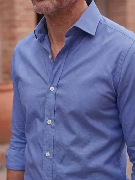 Camicia Oxford tinta unita blu
