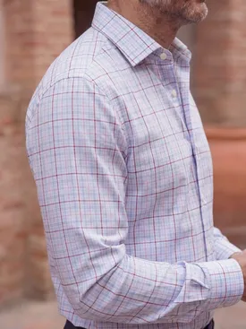 Camicia in popeline a quadri blu